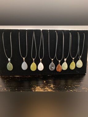 NOT$3 😁 1 FREE Natural Stone Teardrop Pendant Necklace - W/ANY PURCH-(U choose )